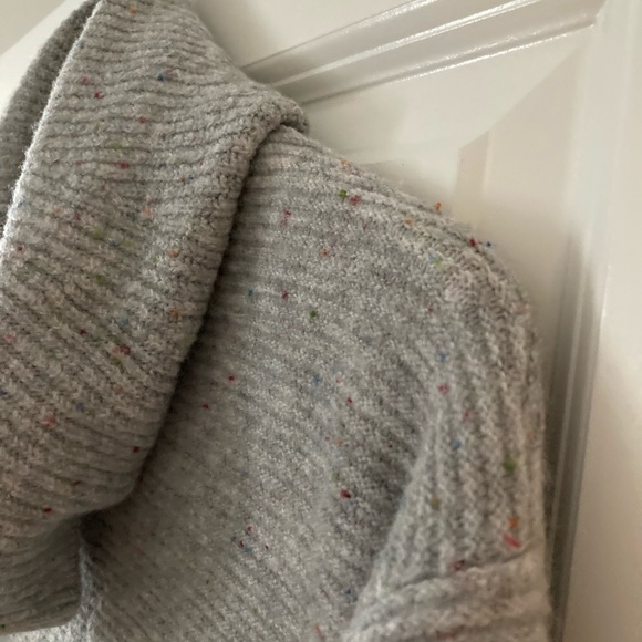 LOFT small sweater gray cowl neck ribbed - Picture 6 of 12